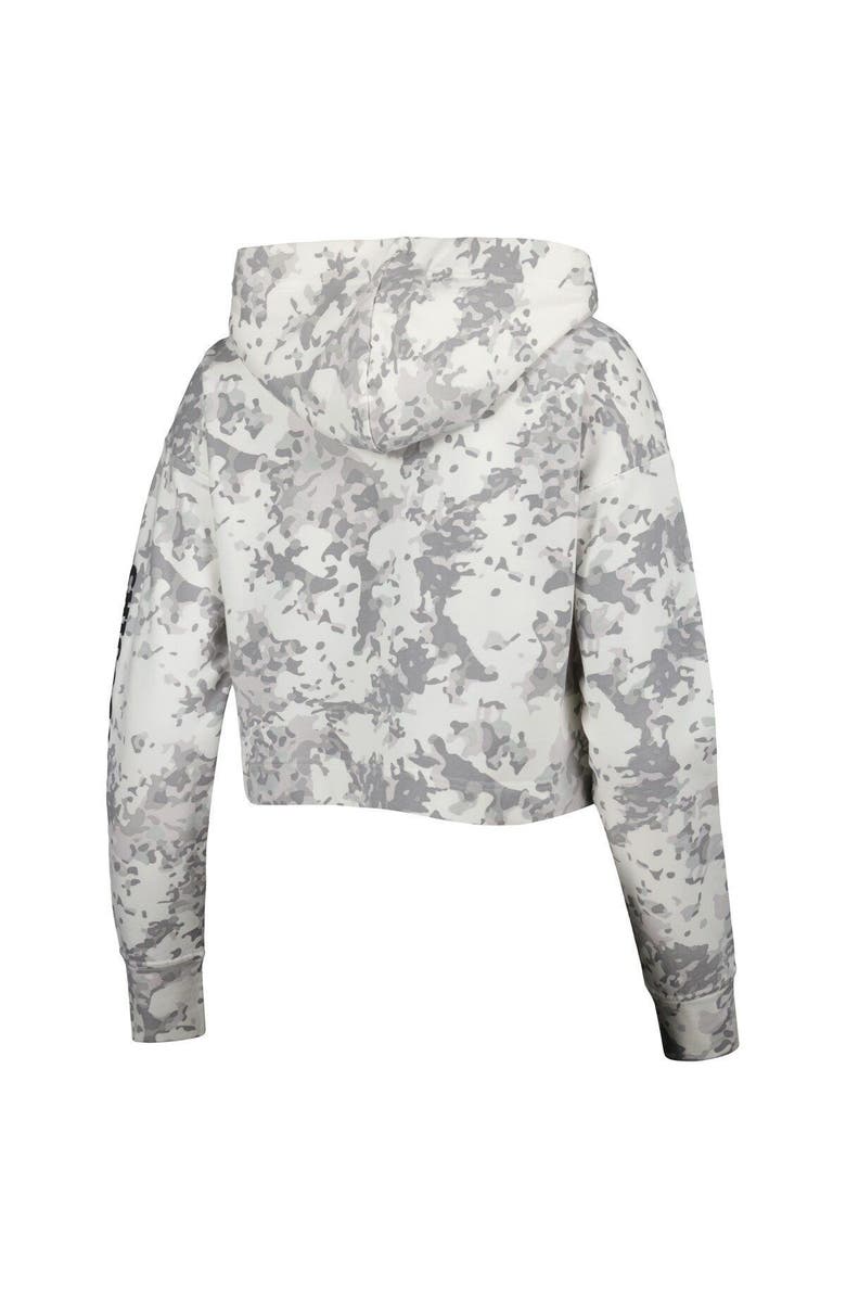 LUSSO Women's Lusso Gray/White Chicago Bulls Maia Tri-Blend Cropped Quarter-Zip Top, Alternate, color, Gray