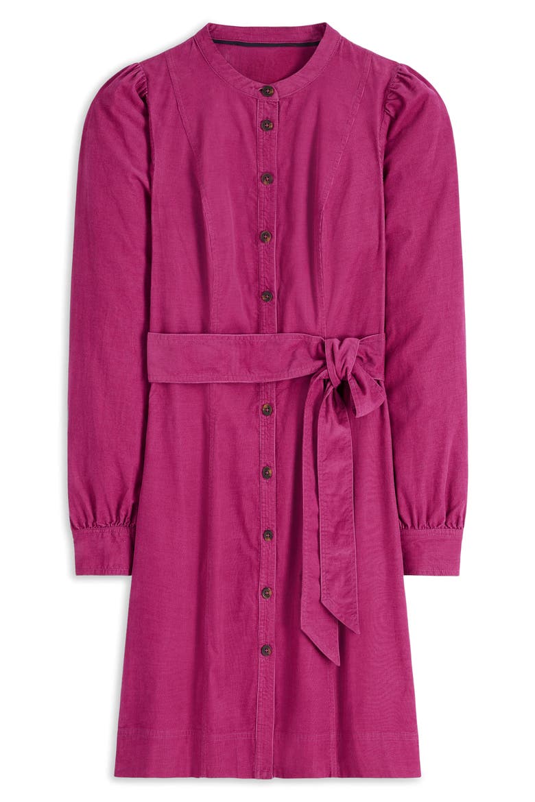 Bre Belted Corduroy Shirtdress, Main, color, RICH MAGENTA