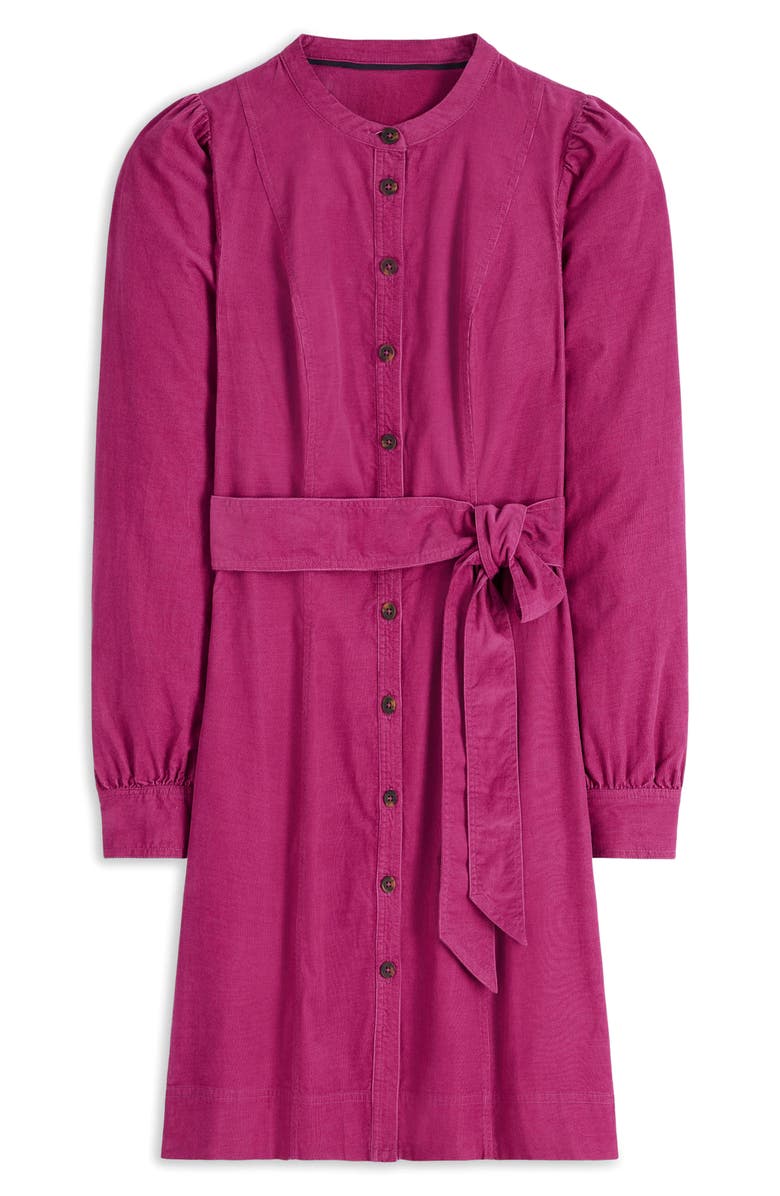 Boden Bre Belted Corduroy Shirtdress, Main, color, Rich Magenta