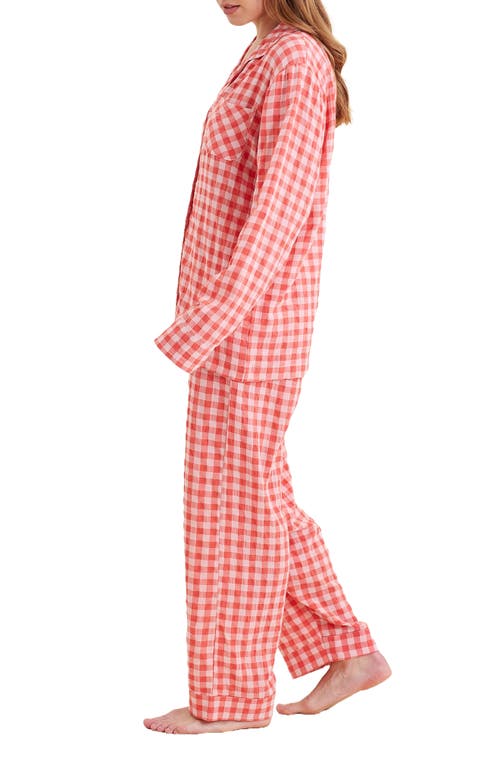 Shop Papinelle Seersucker Gingham Pajamas In Nautical Red/rosewater