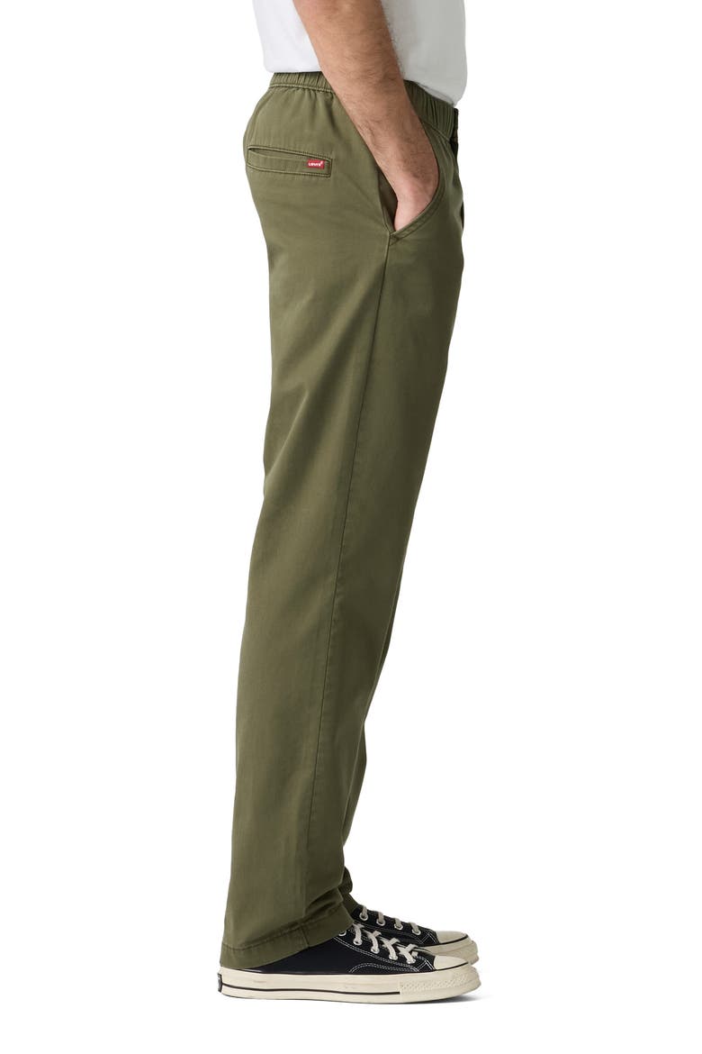 Pull-On Relaxed Straight Leg Twill Pants, Alternate, color, OLIVE NIGHT TWILL