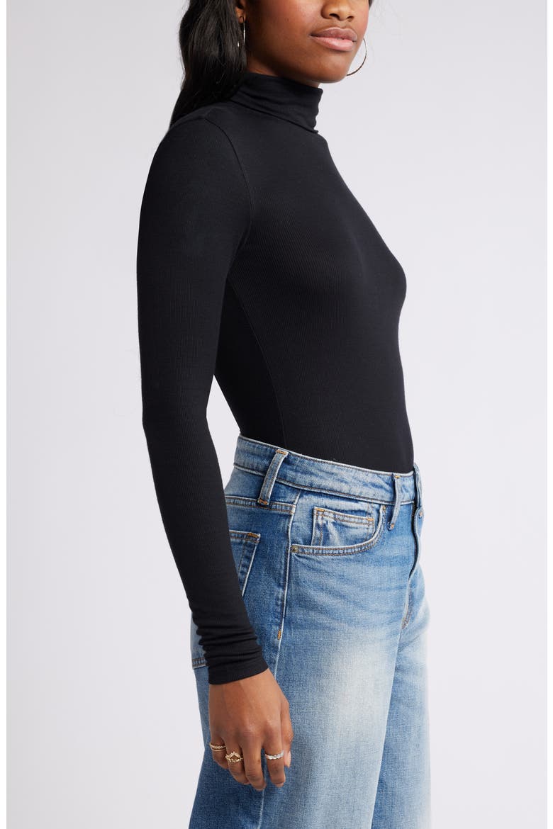 Turtleneck Rib Top, Alternate, color, BLACK