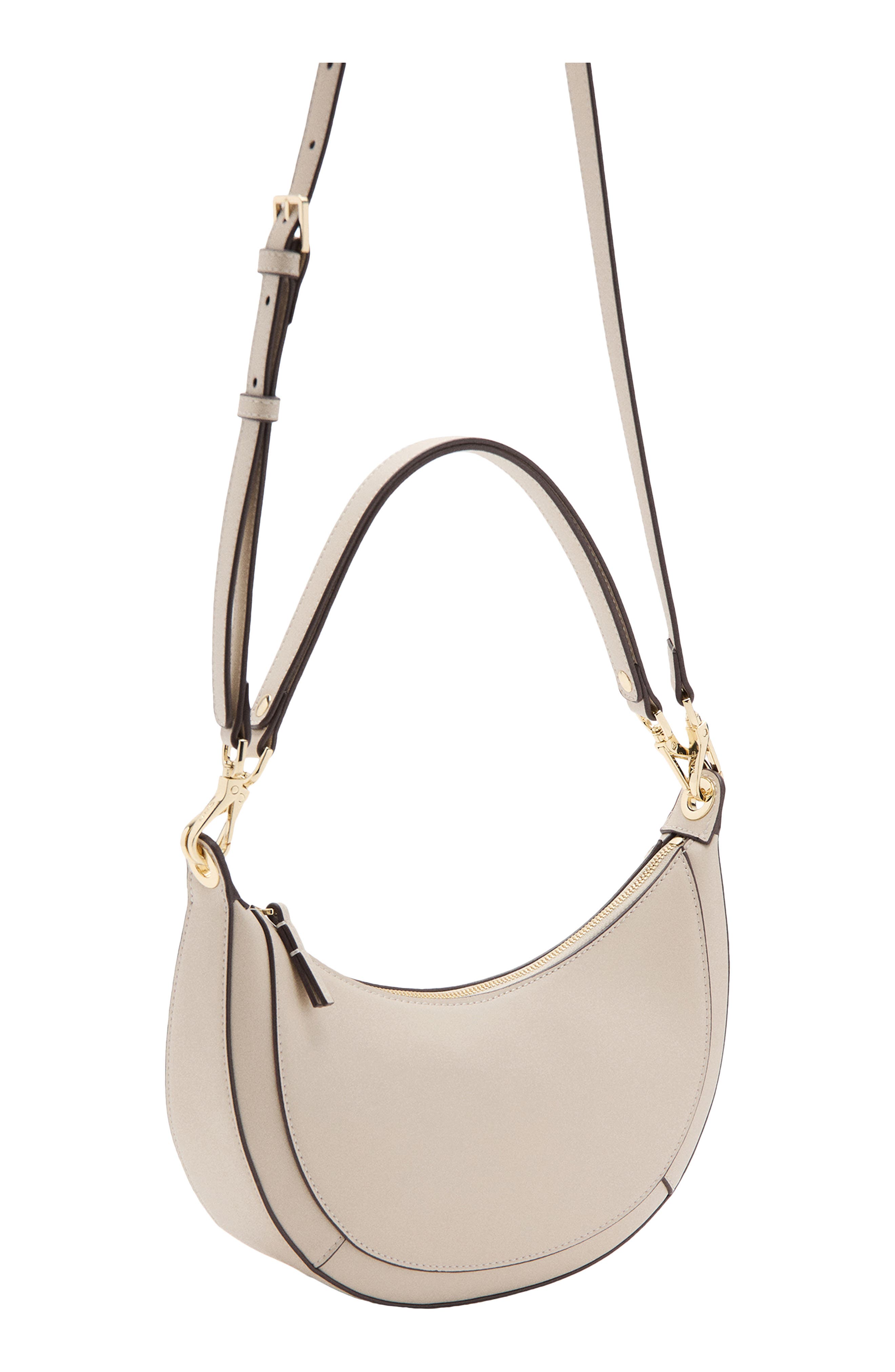 MANGO Oval Faux Leather Shoulder Bag, Alternate, color, Off White