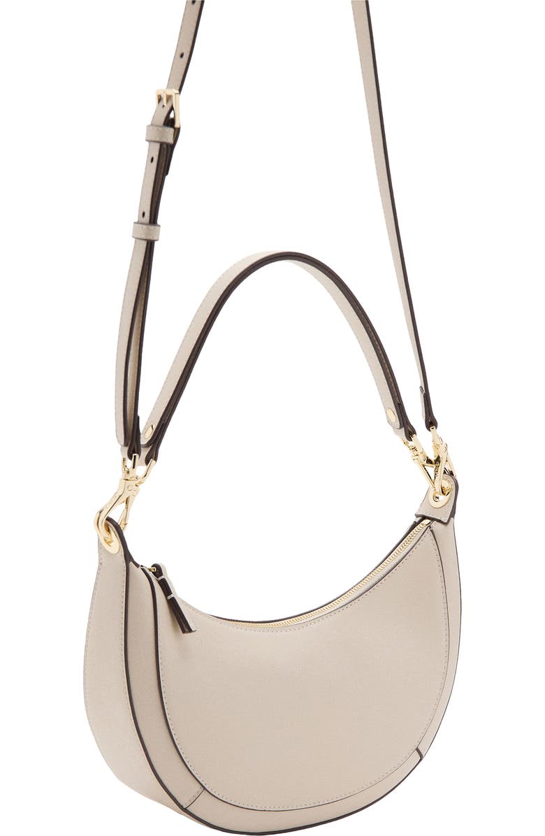 MANGO Oval Faux Leather Shoulder Bag, Alternate, color, Off White