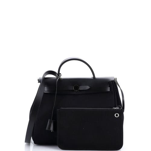 Pre-owned Hermes Hermes Herbag Zip Leather And Toile 31 In Black