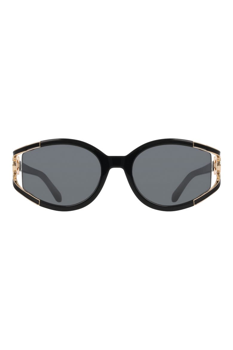 56mm Oval Sunglasses, Main, color, BLACK