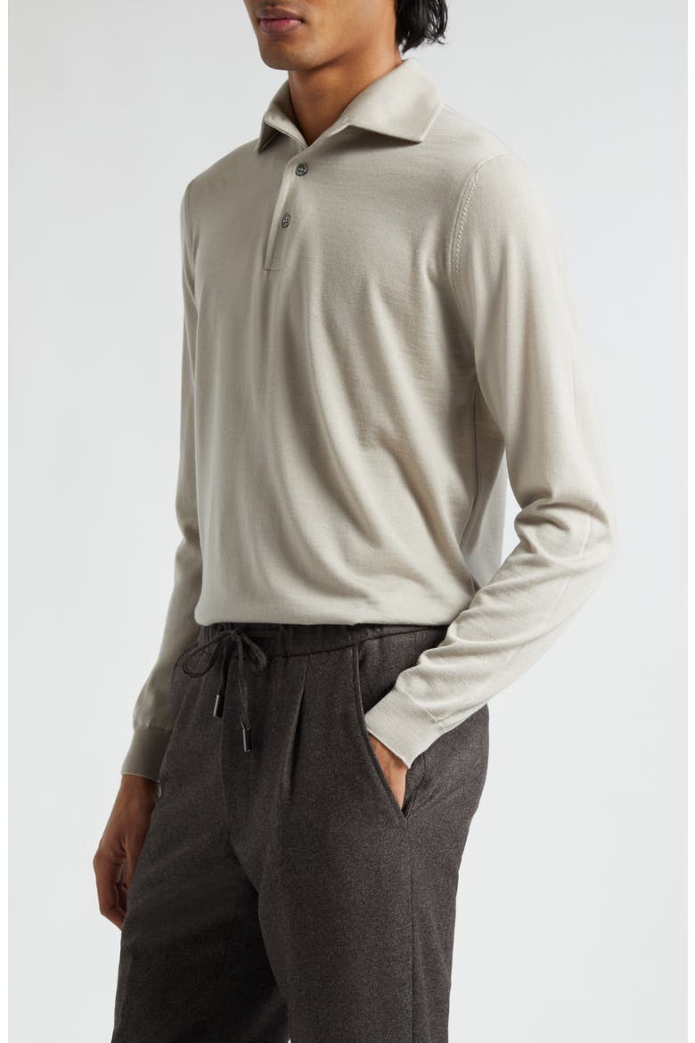 Merino Wool Polo Sweater, Alternate, color, STONE
