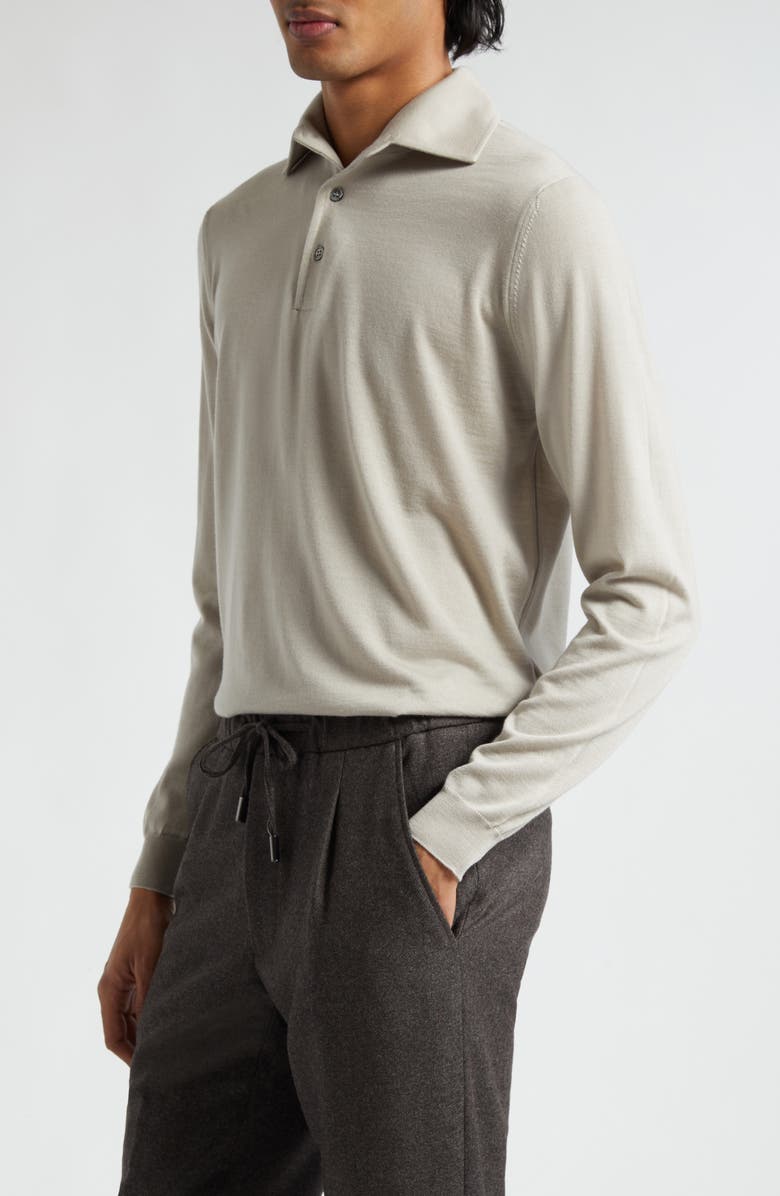 Thom Sweeney Merino Wool Polo Sweater, Alternate, color, Stone