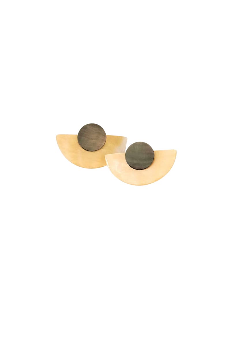 3-in-1 Mother-of-Pearl Geometric Stud Earrings Set, Main, color, Dark Two-Tone