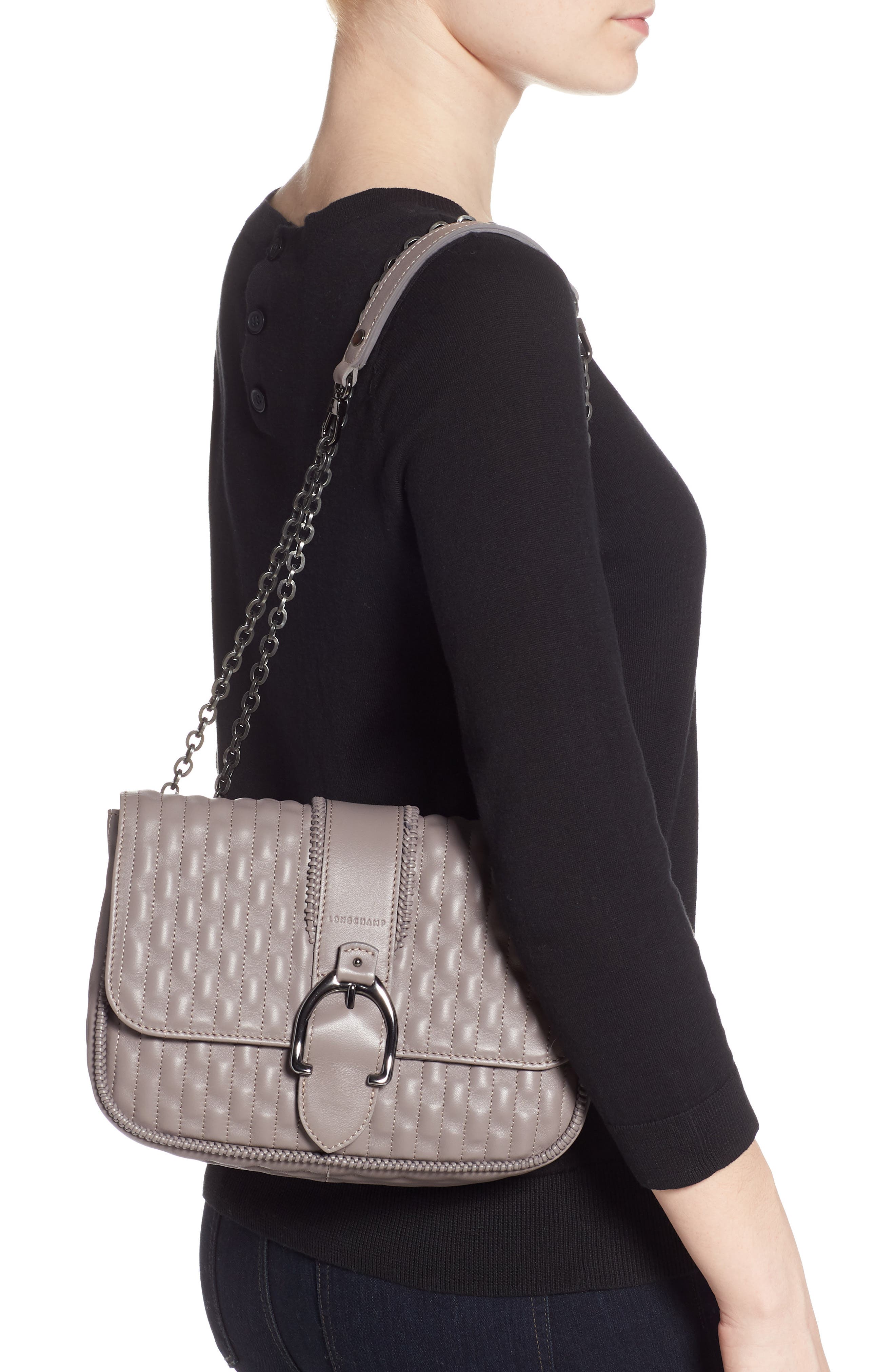 Small Leather Crossbody Bag, Alternate, color, GREY