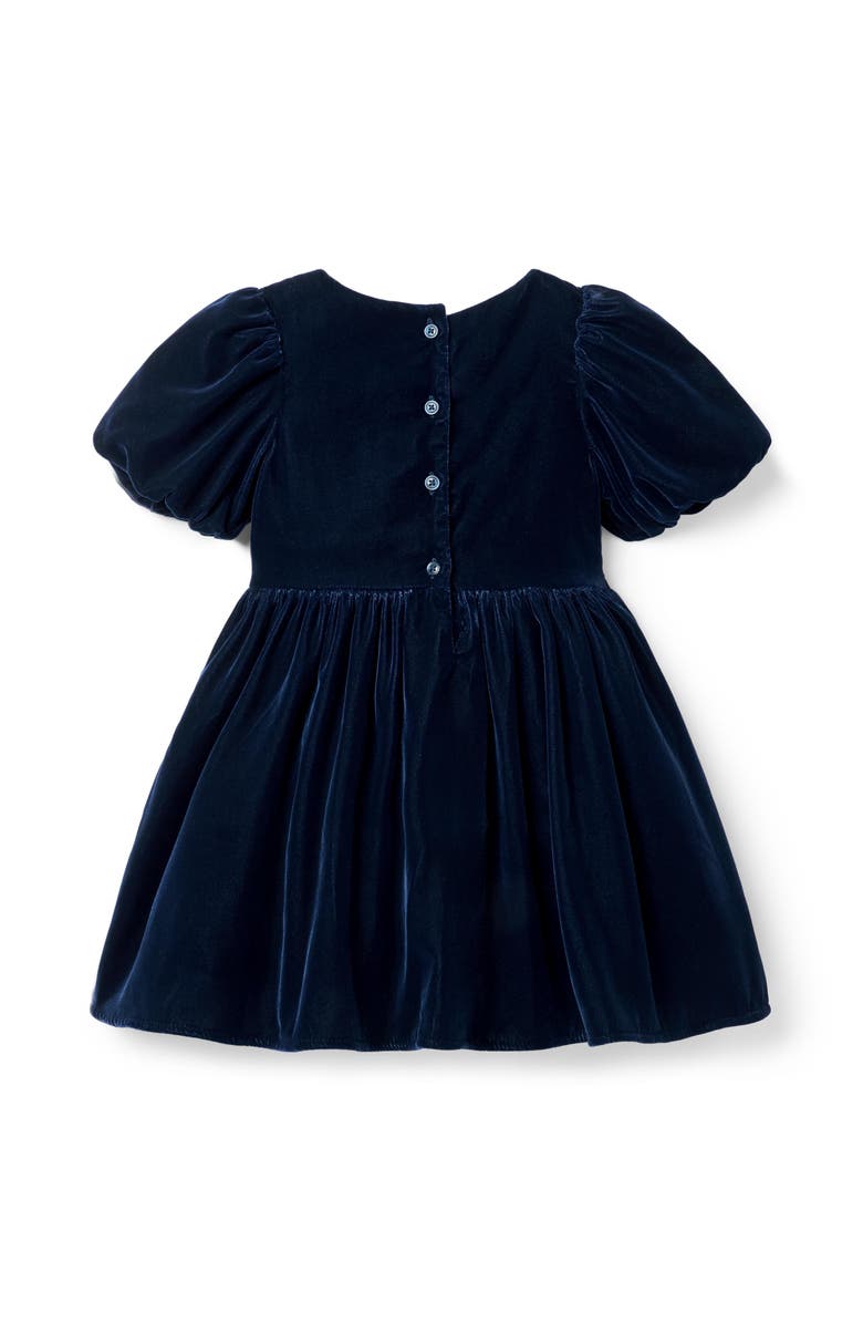 Janie and Jack The Velvet Bow Dress, Alternate, color, Blue