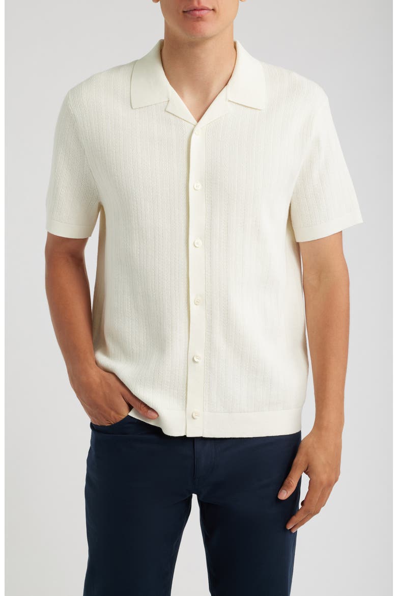 Knit Organic Cotton Button-Up Camp Shirt, Main, color, IVORY - C05