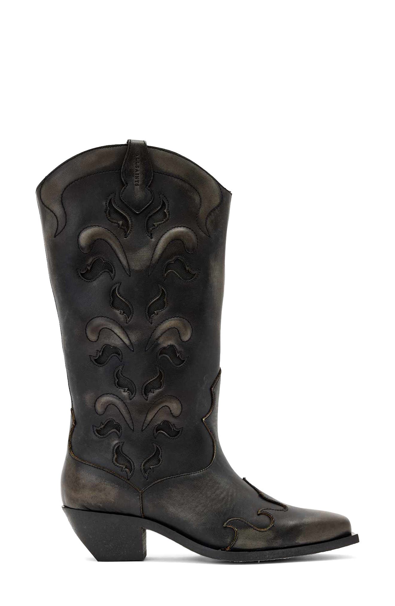 AllSaints Dolly Western Boot, Alternate, color, Etch Dark Brown