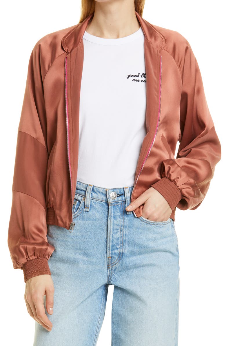 rag & bone Trail Silk Track Jacket, Main, color, 