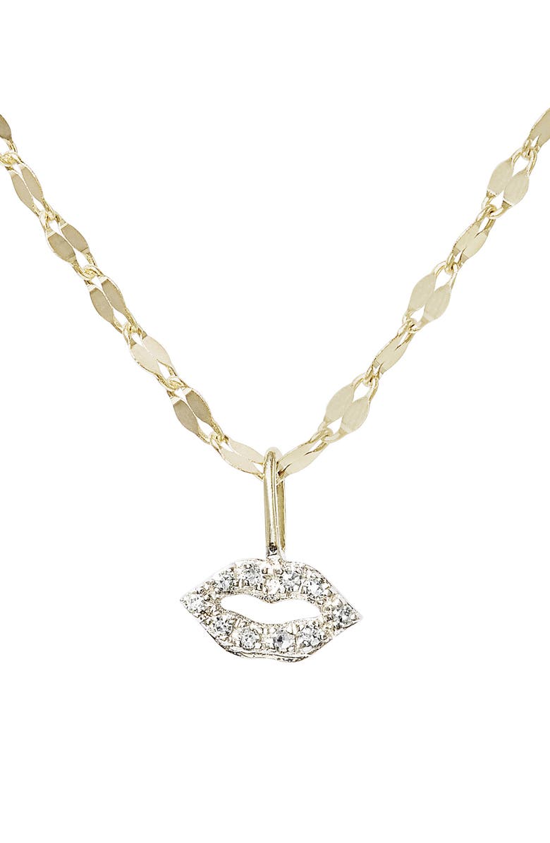 STONE AND STRAND Pavé Diamond Lips Pendant Necklace, Alternate, color,