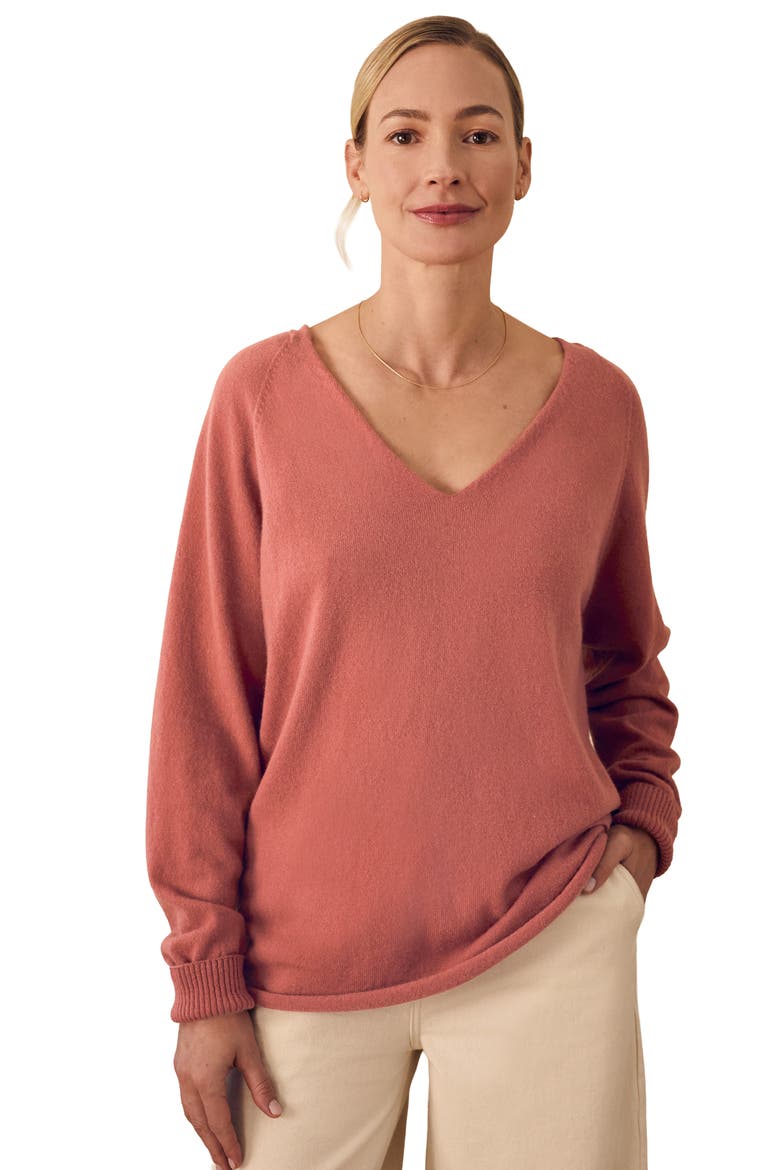 British Geelong Relaxed V-Neck Sweater, Main, color, Rose