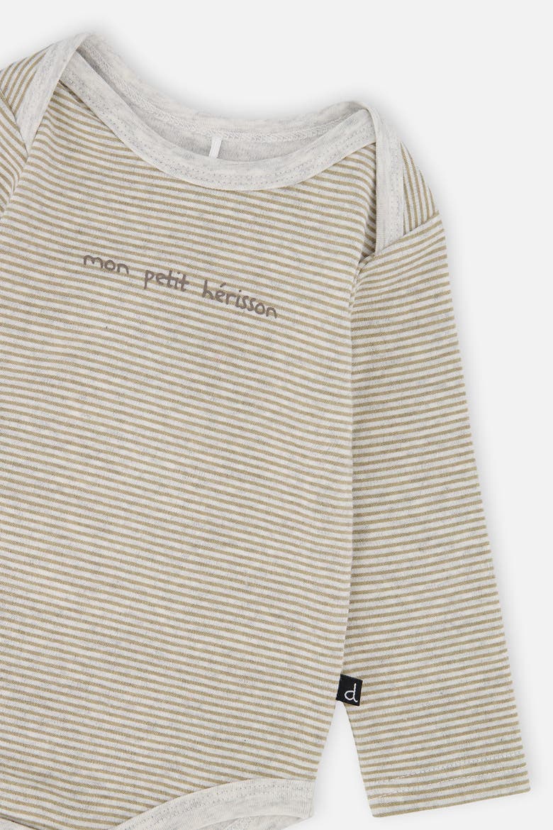 Organic Cotton Stripe Snap Envelope Romper, Alternate, color, Brown and White Stripes