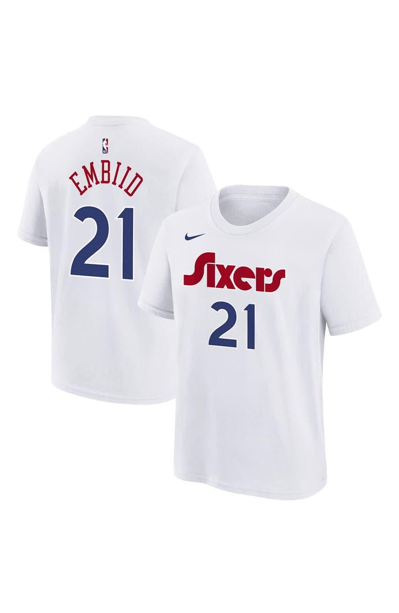 Nike Youth Nike Joel Embiid White Philadelphia 76ers 2024/25 City Edition Name & Number T-Shirt, Main, color, 