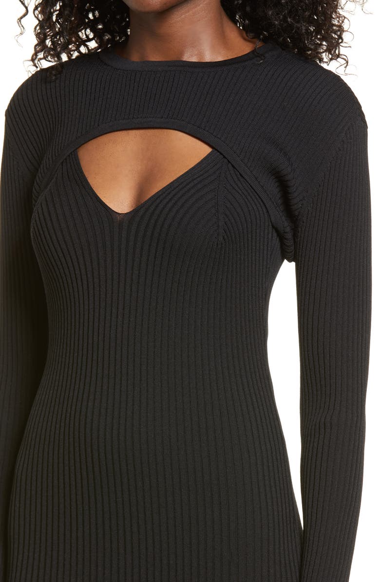 WAYF Clifton Cutout Long Sleeve Rib Sweater Dress, Alternate, color,