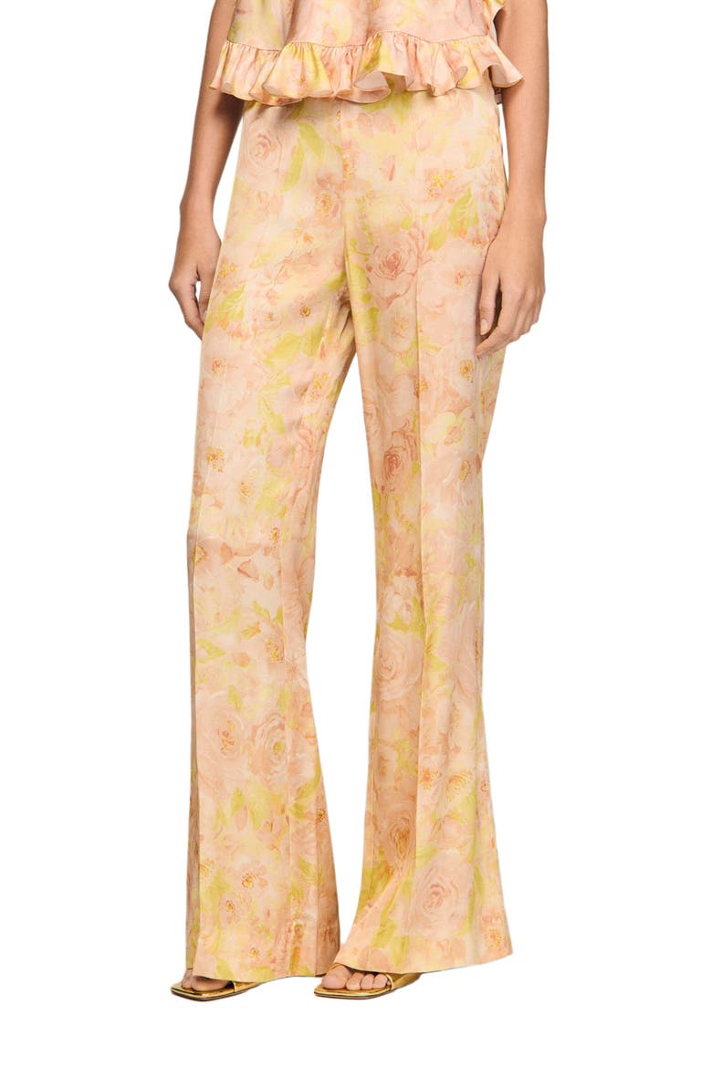 Floral-print floaty trousers, Main, color, Pink / green