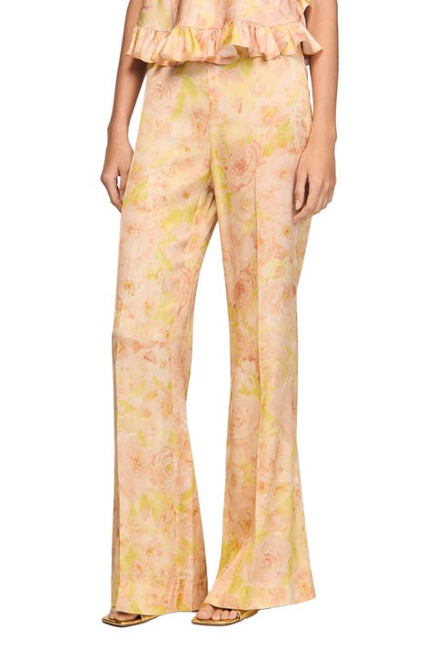 Floral-print floaty trousers