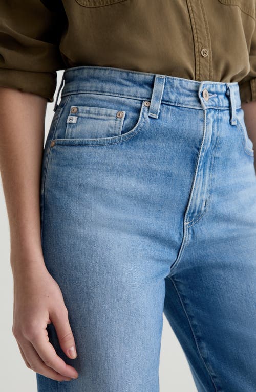 Ag Kora Cuffed Raw Hem High Waist Ankle Wide Leg Jeans In Blue