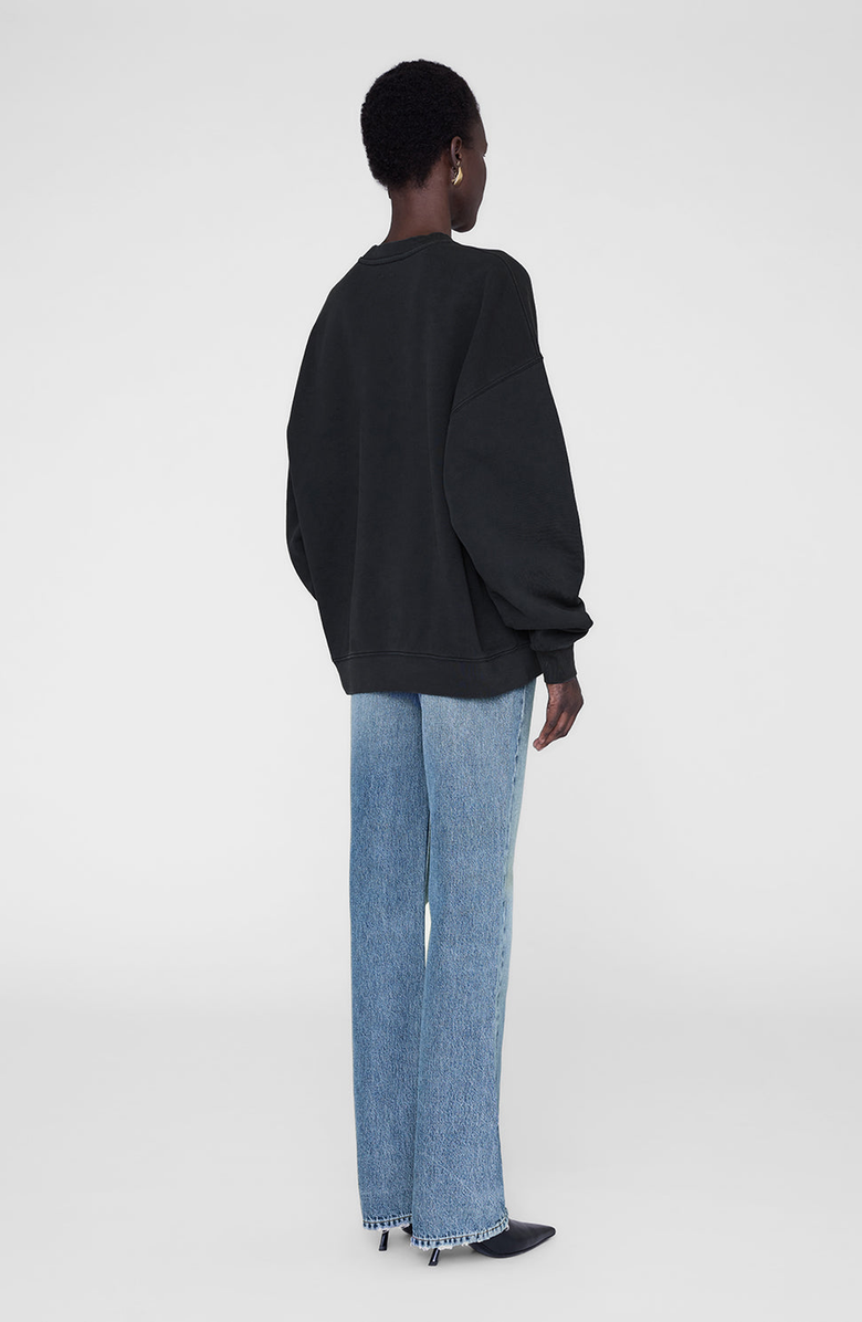 ANINE BING Miles Chenille Signature Sweatshirt, Alternate, color, Black