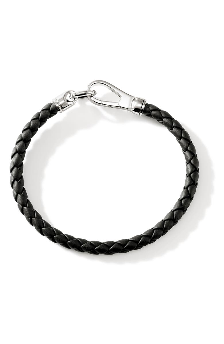 John Hardy Men's Braided Leather Bracelet, Alternate, color, Black/ Silver