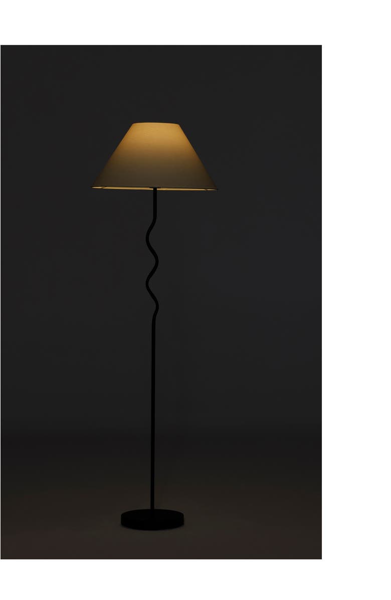 Brightech Squiggle 62" LED Modern Wavy Floor Lamp with Fabric Shade, Bulb Included, Alternate, color, Classic Black