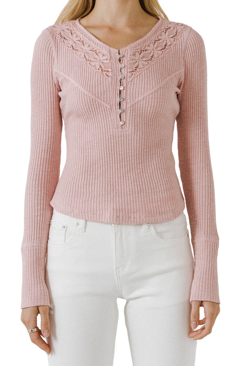 Free the Roses Lace Henley Long Sleeve Top, Alternate, color,