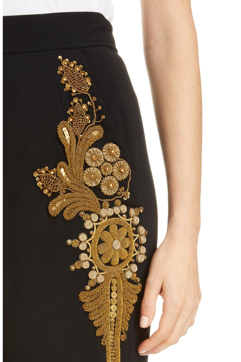 Pantery Embroidered Wide Leg Pants, Alternate, color, BLACK