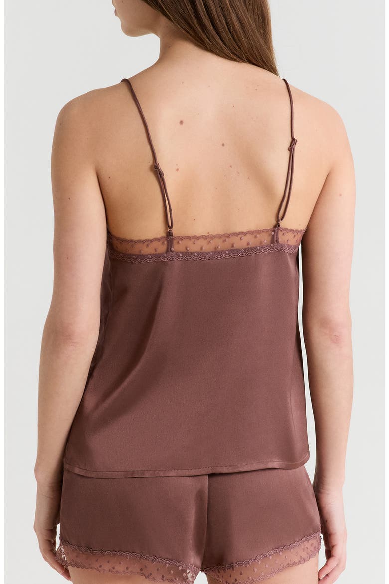 Plume Lace Trim Satin Camisole, Alternate, color, CHOCOLATE