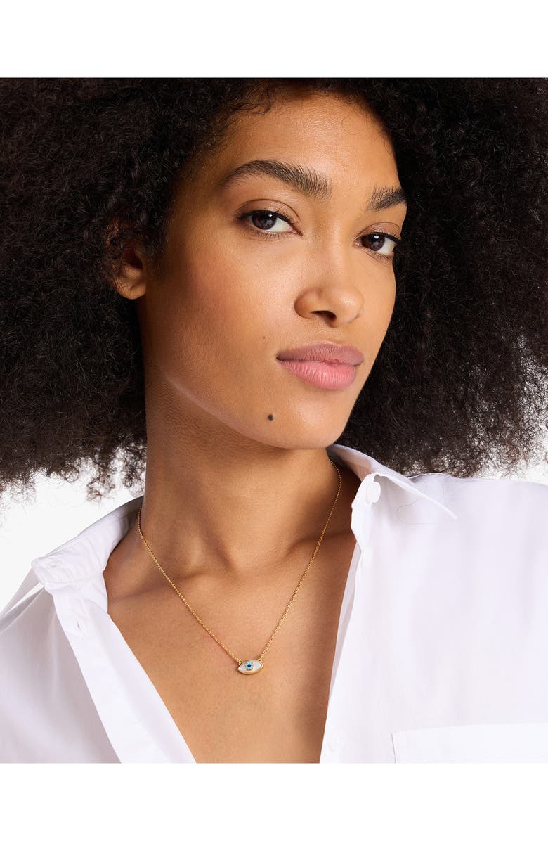 Kate Spade New York all seeing mother-of-pearl mini pendant necklace, Alternate, color,