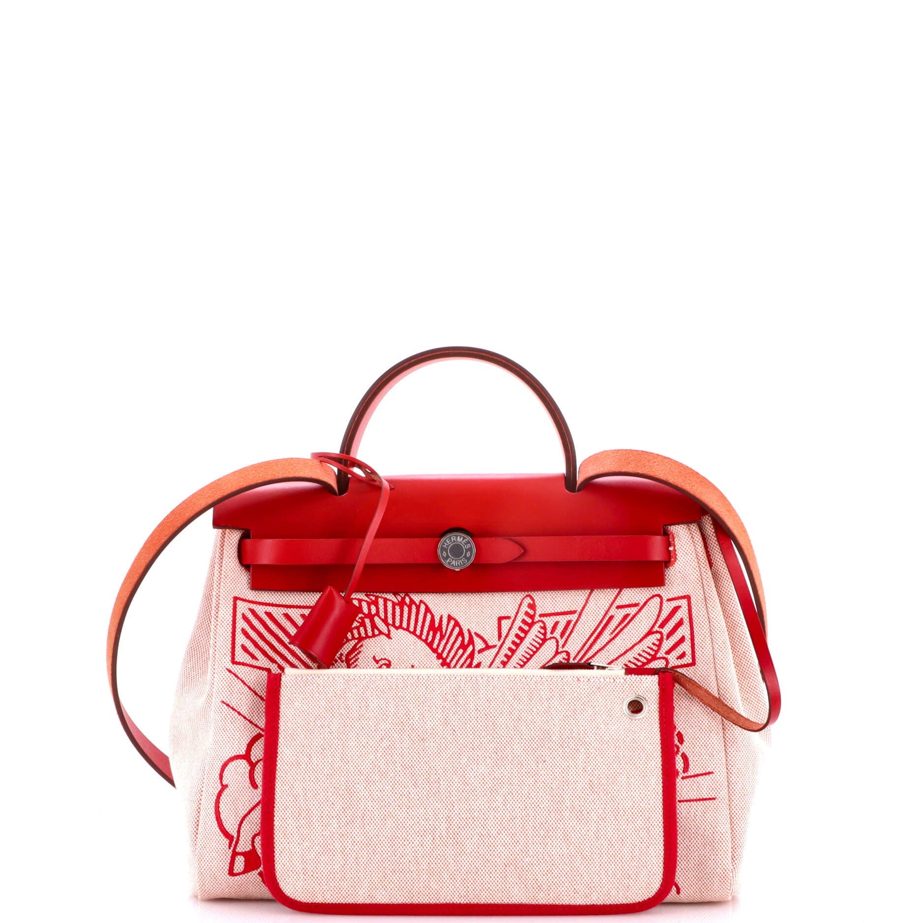 Pre-Owned Hermes Herbag Zip Pegase Pop Toile and Leather 31, Alternate, color, Rouge Piment