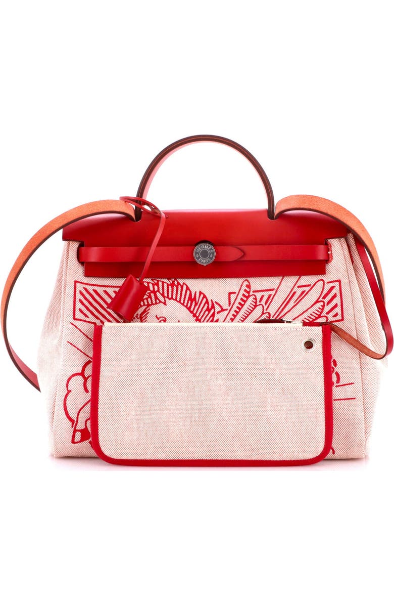 Pre-Owned Hermes Herbag Zip Pegase Pop Toile and Leather 31, Alternate, color, Rouge Piment