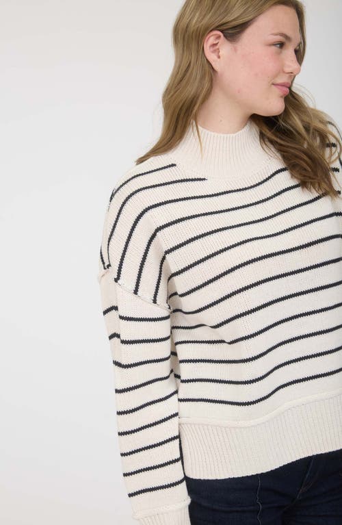 Blu Pepper Stripe Mock Neck Sweater In White