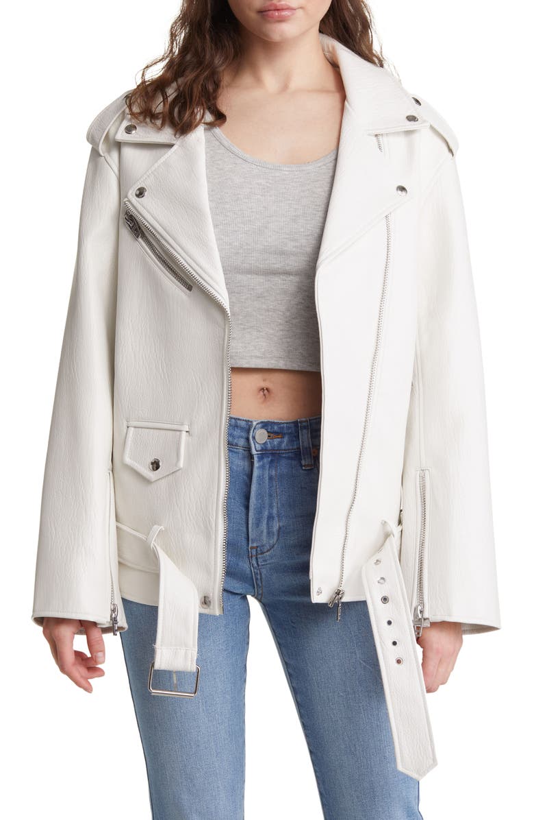 BLANKNYC Boyfriend Faux Leather Moto Jacket, Main, color, 