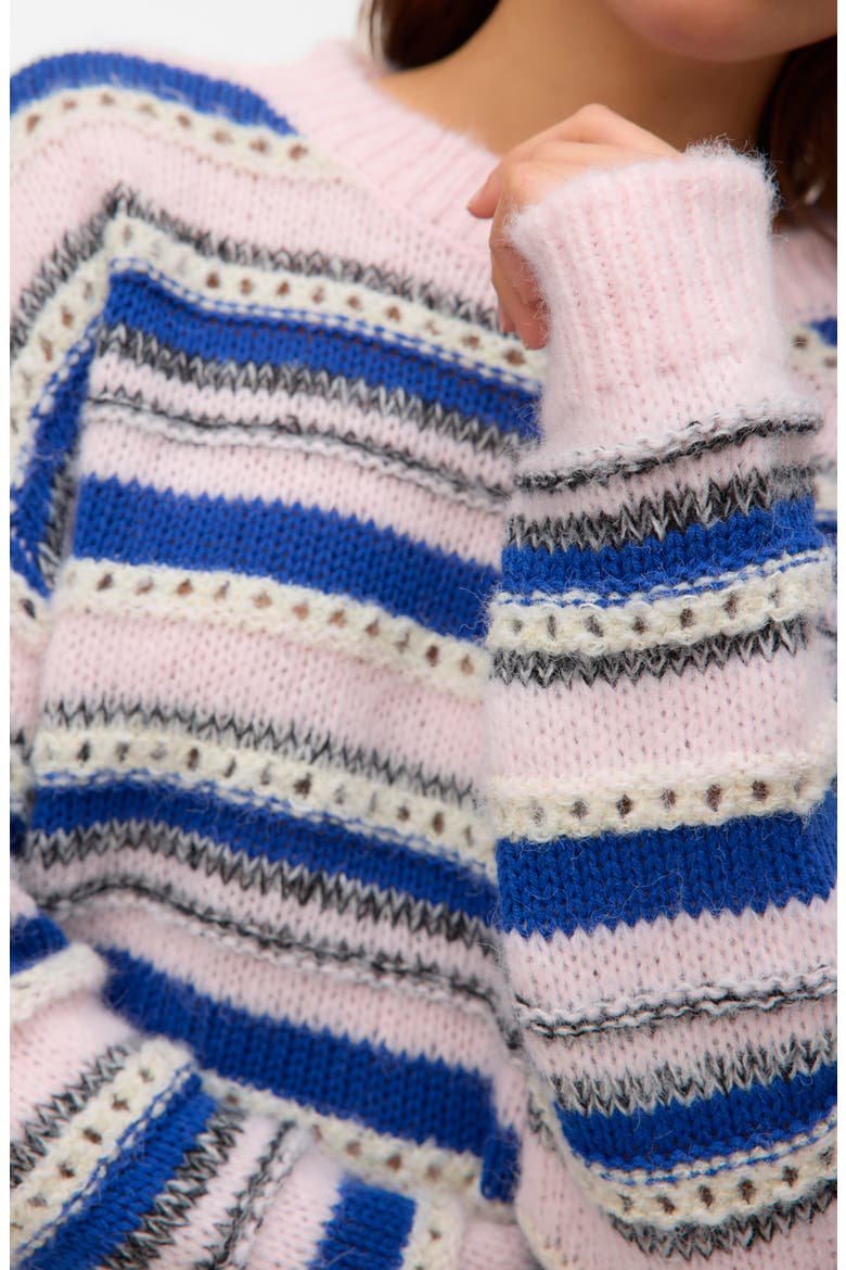 Lenora Stripe Pointelle Sweater, Alternate, color, PINK DOGWOOD DETAIL