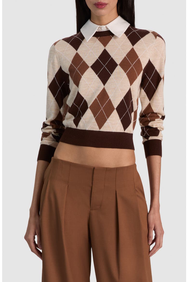 Grace Shrunken Houndstooth Sweater, Main, color, CAMEL/MULTI