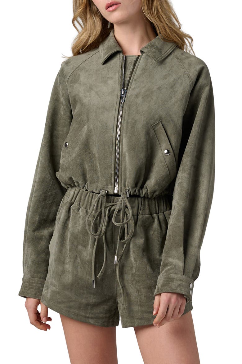 Faux Suede Jacket, Main, color, DESERT SAGE