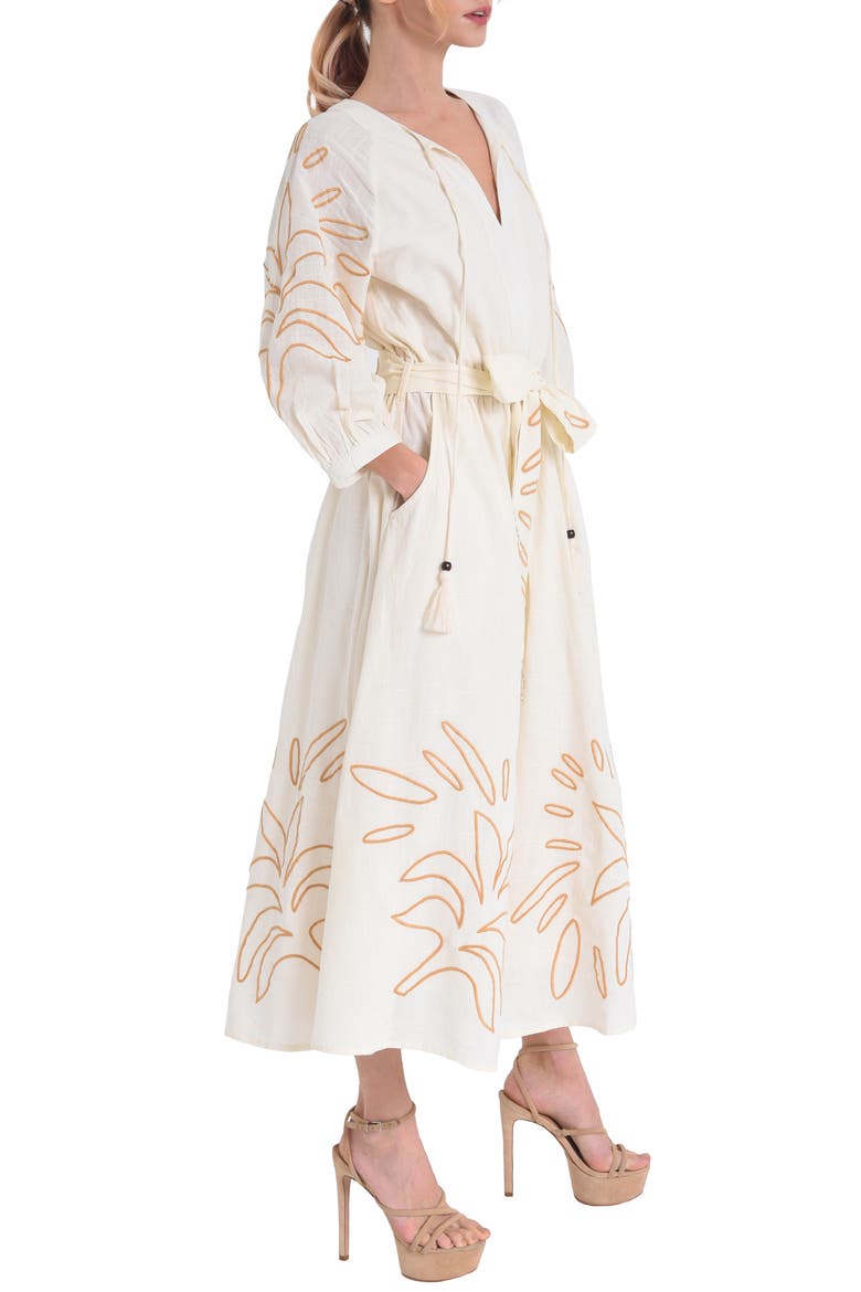 Eliza Embroidered A-Line Dress, Alternate, color, CREAM/SAND