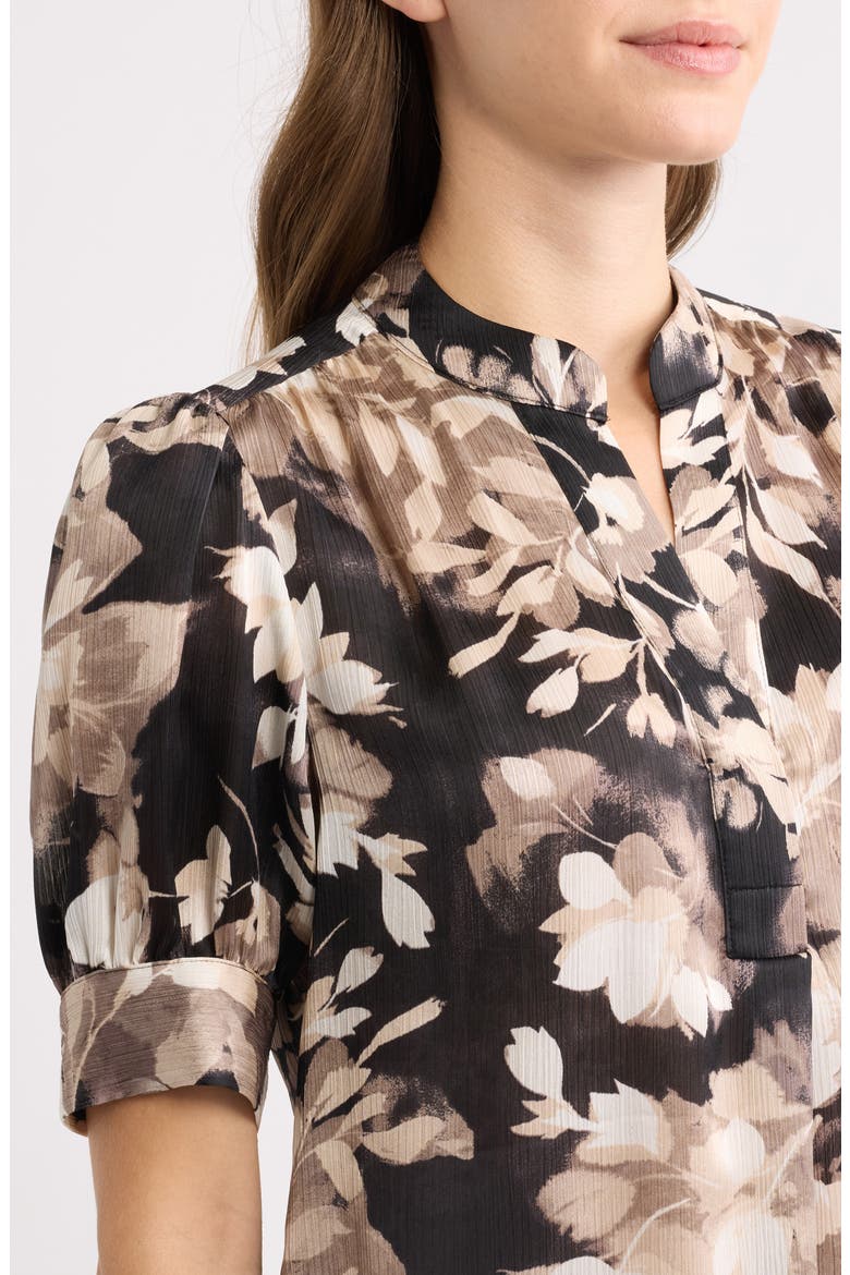 Puff Sleeve Top, Alternate, color, ANNE BLACK / LATTE MULTI