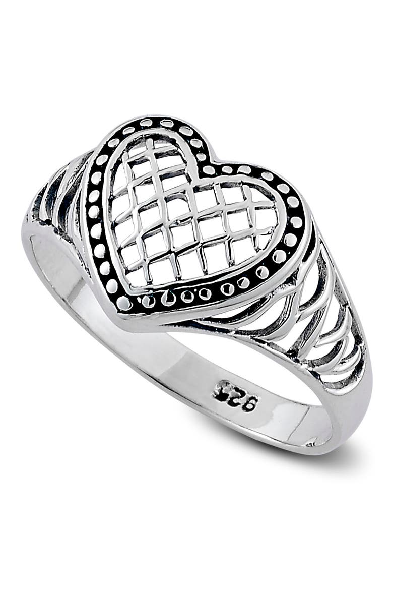 Sterling Silver Heart Shape Ring, Main, color, SILVER