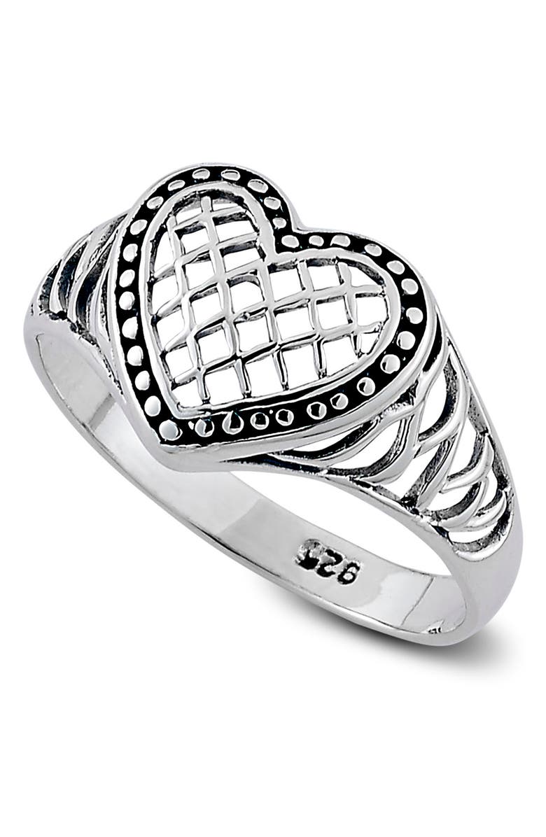 SAMUEL B. Sterling Silver Heart Shape Ring, Main, color, Silver