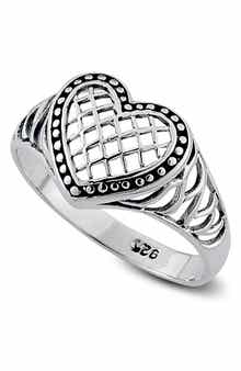 SAMUEL B. Sterling Silver Heart Shape Ring