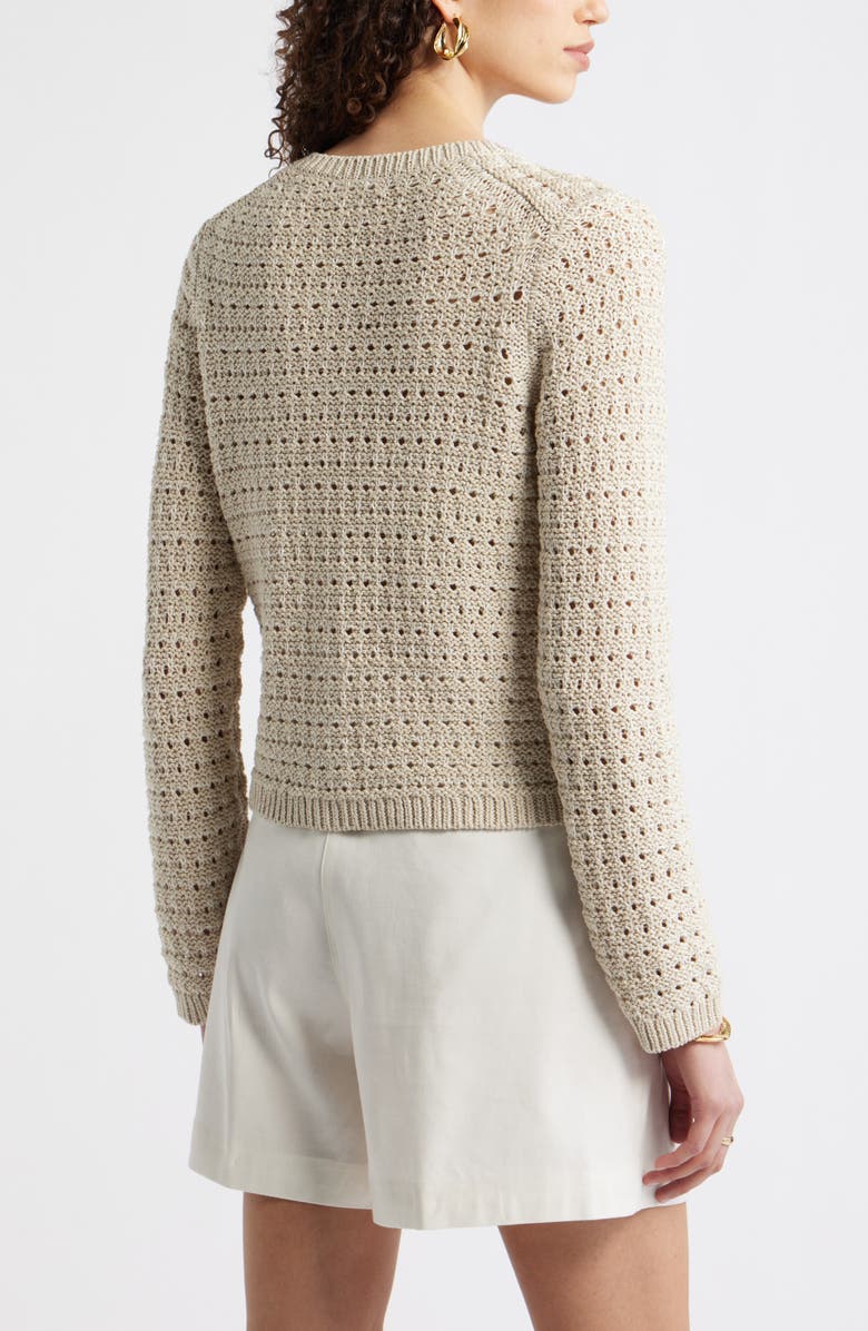 Nordstrom Crochet Cotton & Linen Blend Cardigan, Alternate, color, Beige/ Ivory Tofu Crochet