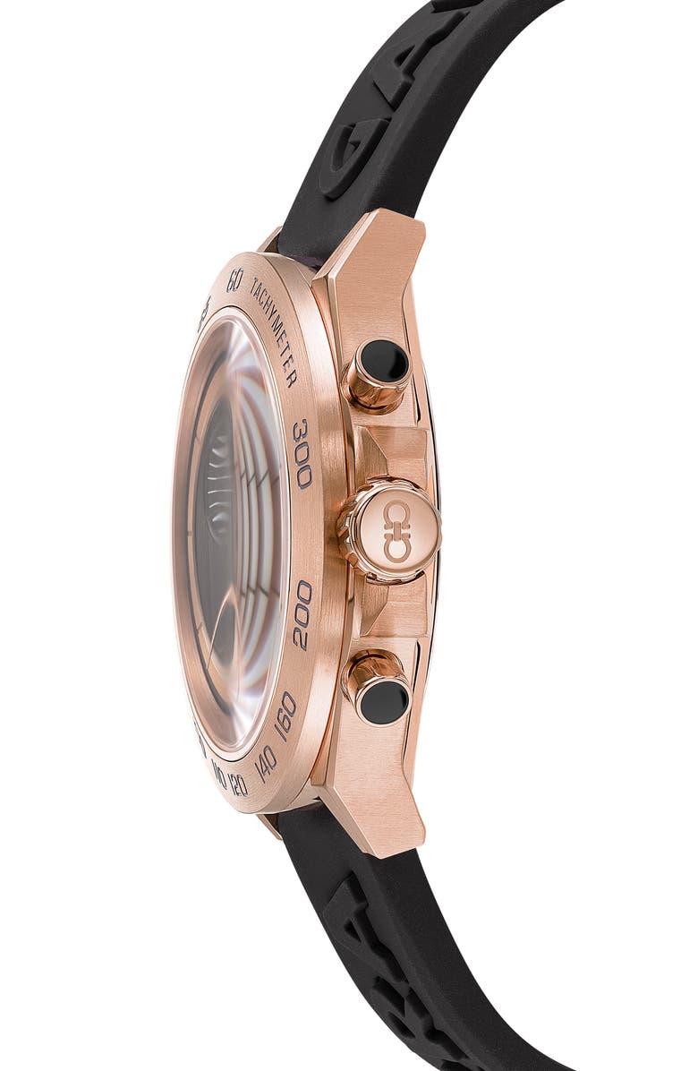 FERRAGAMO Chronograph Silicone Strap Watch, 43mm, Alternate, color, Rose Gold