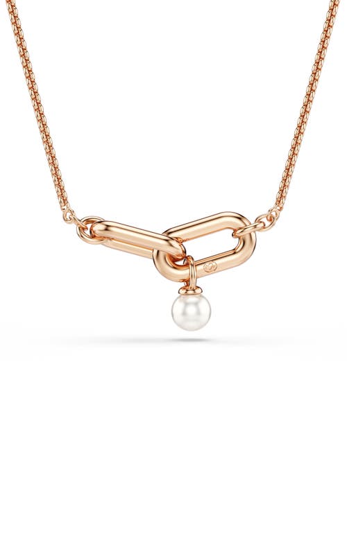 Swarovski Constella Crystal Pearl Round Cut Pendant Necklace In Gold