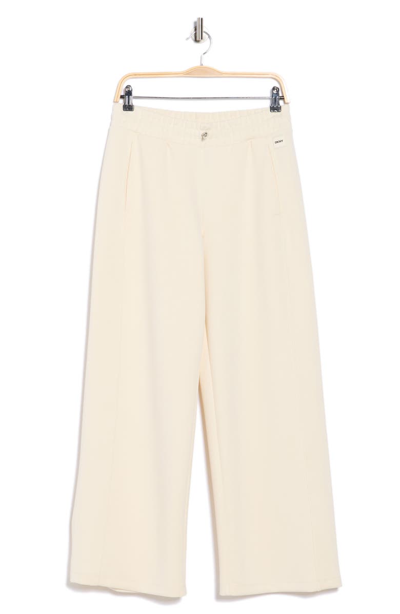 DKNY Highline High Waist Ribbed Pull-On Pants, Alternate, color, Egg Nog