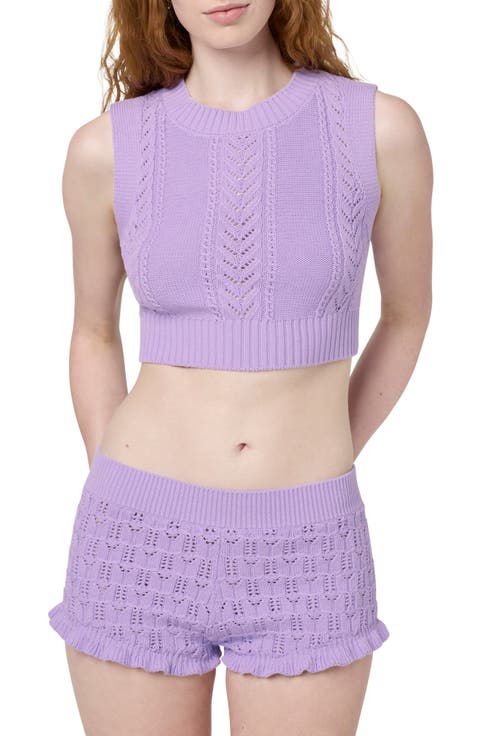Pointelle Knit Crop Tank